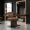 Globalstar BC-9995 Cappuccino Barber Chair – Soft Leather, 360° Rotating with Solid Black Base