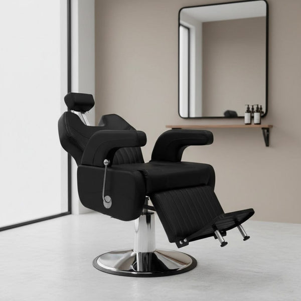 Globalstar 2689 Black Barber Chair – Professional Hydraulic Reclining Men’s Salon Chair