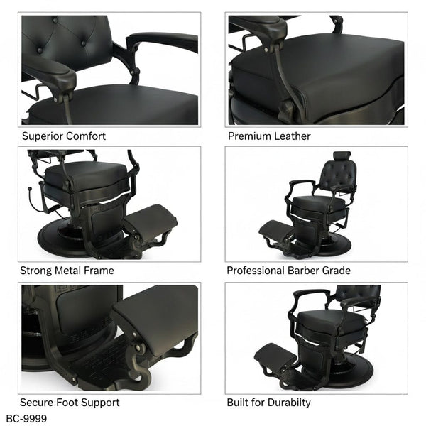 Globalstar Professional Barber Chair Black – Heavy-Duty Hydraulic Chair 200kg Capacity