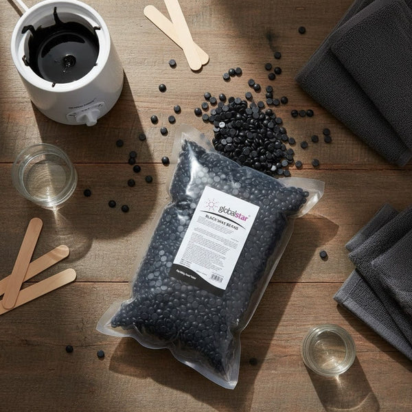 حبيبات شمع إزالة الشعر من جلوبال ستار باللون الأسود 1000 جرام