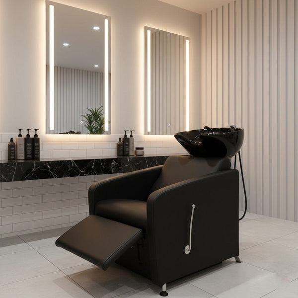 Globalstar Professional Salon Shampoo Chair – Adjustable Height, Reclining Backrest & Ceramic Basin