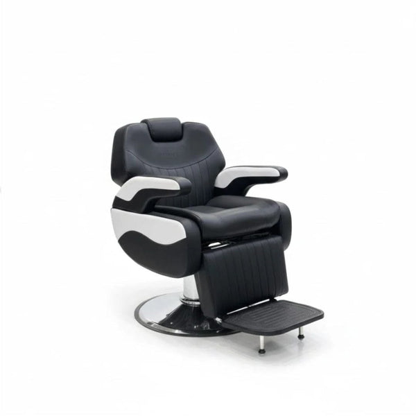 Globalstar Black and White Men’s Barber Chair – Professional Reclining Hydraulic Salon Chair