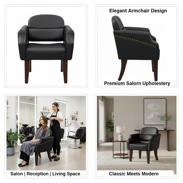 Globalstar Ladies Salon Chair Black – Classic Comfort Armchair for Beauty Salons