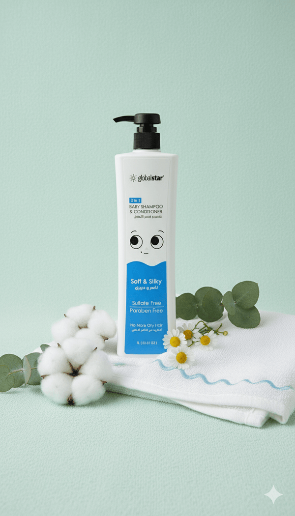 Globalstar Baby Shampoo with Conditioner - Gentle 2 in 1 Formula, No More Oily Hair | 1L