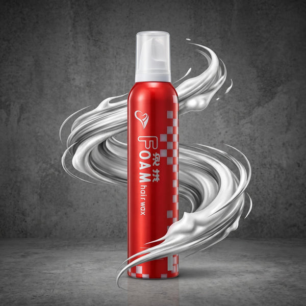 Red foam can with white nozzle on a dark background