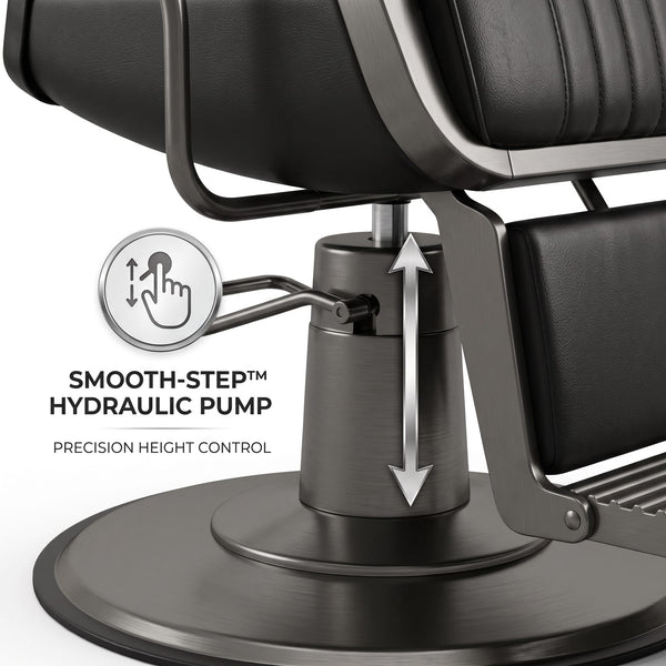 Globalstar AW-1930B Professional Barber Chair - Premium Black Leather Barber Chair