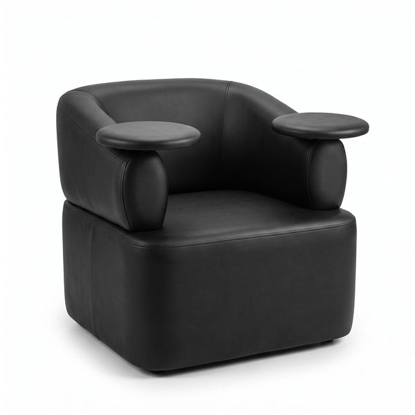 Globalstar MTS5 premium black leather manicure chair in luxury gold and marble nail bar salon interior with nail polish display