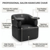 Globalstar MTS5 manicure chair in luxury marble and gold nail studio with nail polish display and plants