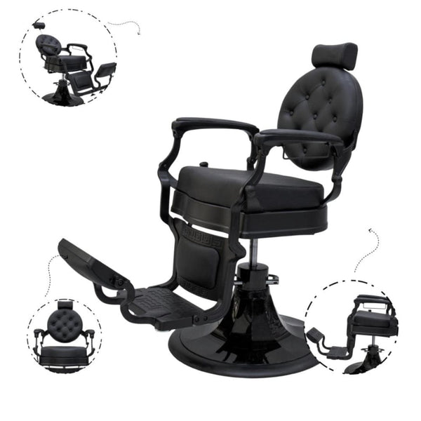 Globalstar Classic Black Barber Chair BC-2000N – Hydraulic Lift, 360° Rotation & Leather Upholstery for Salons