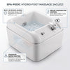 Globalstar T092 foot spa jacuzzi precision temperature control close-up with adjustable heating dial, hot stones and white towel