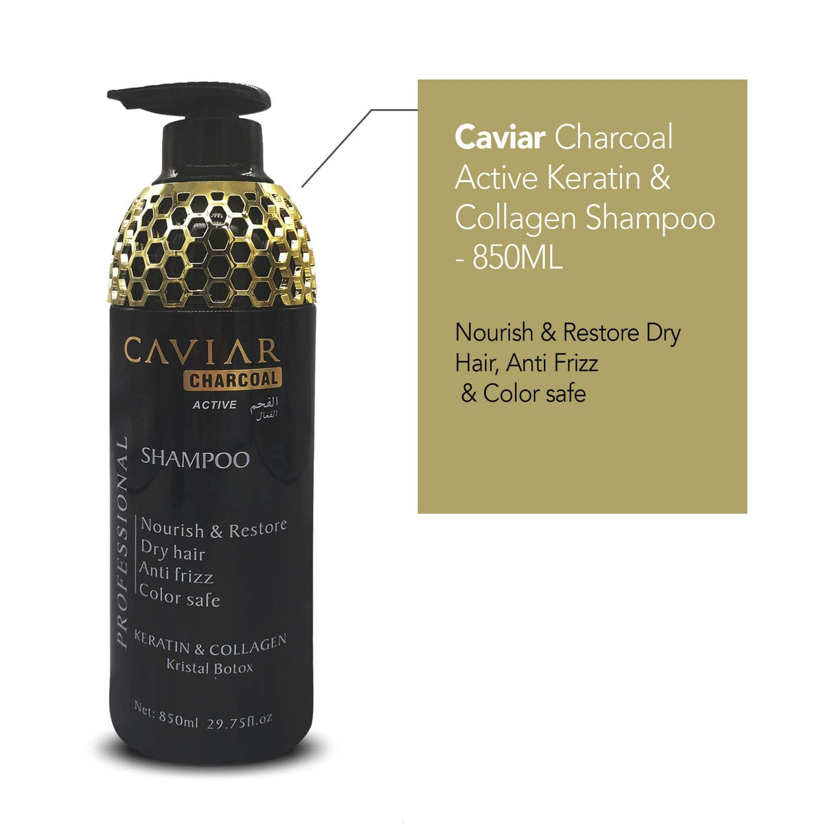 Caviar Shampoo With Active Charcoal, Keratin & Collagen 850ml