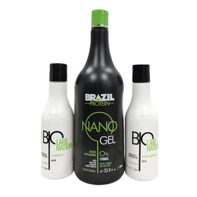 Bio Lamination Nano Gel Protein Treatment Set - Includes 1000ml Treatment, 300ml After Care Shampoo, and 300ml Conditioner