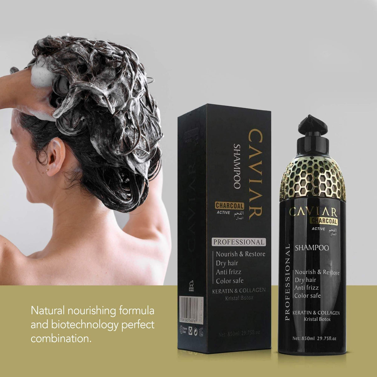 Caviar Shampoo With Active Charcoal, Keratin & Collagen 850ml