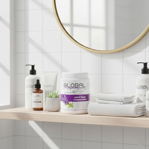 قناع الشعر بالزيت الساخن من جلوبال ستار بخلاصة اللافندر 1000 مل