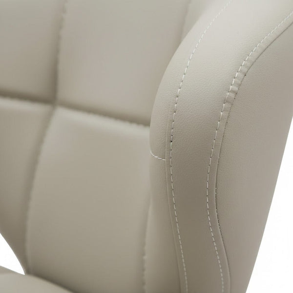 Globalstar LX-3072 Beige Stool Chair with Backrest – Rolling Salon Spa Stool with Leather Padding