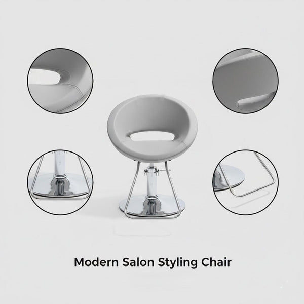 Globalstar Ladies Styling Chair with Back Rest - Comfortable Grey Salon Chair BX1055B