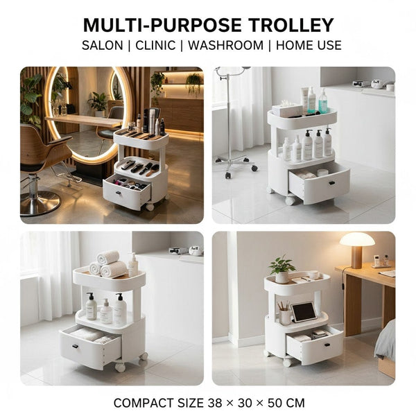 Globalstar Small Rolling Trolley with Drawer - Perfect for Salon and Multiuse Storage