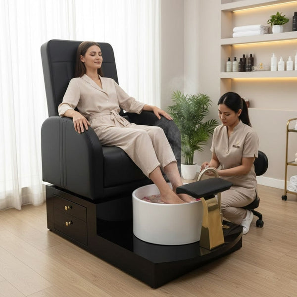 Globalstar Luxury Pedicure Spa Chair with Foot Basin – Professional Salon Chair for Nail Spa & Beauty Treatments