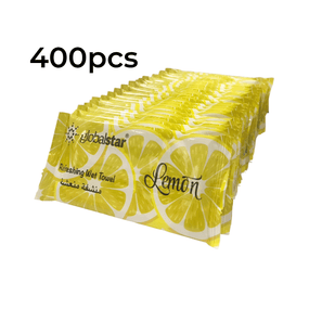 Globalstar Refreshing Wet Towel Lemon 400pcs - Premium Perfumed Cotton Towels for Ultimate Hygiene and Freshness