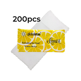 Globalstar Refreshing Wet Towel Lemon 200pcs - RT01 - Premium Hygienic Cotton Towels for Freshness and Cleanliness