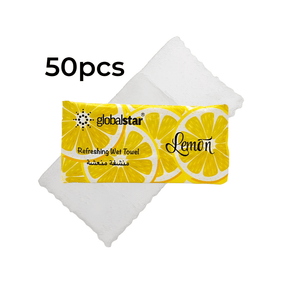 Globalstar Lemon Scented Refreshing Wet Towels - 50pcs for All-Day Freshness and Hygiene