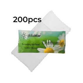 Globalstar Chamomile Scented Refreshing Wet Towels - 200pcs for All-Day Freshness and Soothing Care