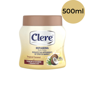 Clere Tropical Coconut Body Cream with NutriMoist - Deep Hydration and Enriched with Vitamins E & A for Radiant Skin