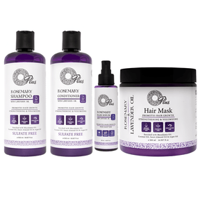 OPlus Haircare Set - Lavender Oil Conditioner 500ml, Rosemary Shampoo with Lavender Oil 500ml, Rosemary Hair Serum 120ml, Hair Mask 500ml - 4 Piece Set