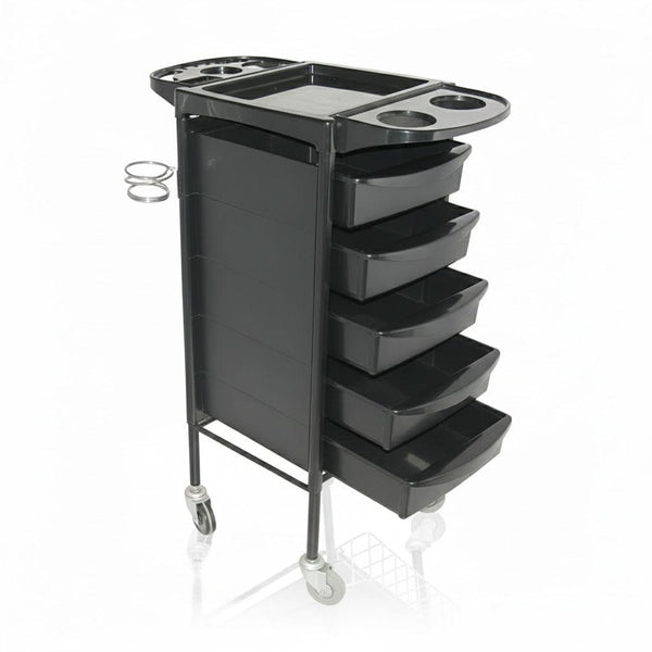 Globalstar Professional Salon Trolley with Metal Frame, 5 PVC Drawers, and Retractable Shelves – Ultimate Hairdressing Organizer