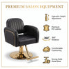 Globalstar H640 Professional Makeup Chair | Luxury Black Leather, 360° Rotation & Height Adjustment