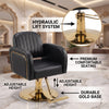 Globalstar H640 Professional Makeup Chair | Luxury Black Leather, 360° Rotation & Height Adjustment