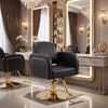 Globalstar H640 Professional Makeup Chair | Luxury Black Leather, 360° Rotation & Height Adjustment