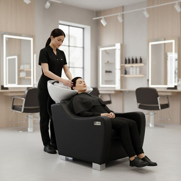 Globalstar XT-10-2-1 Electric Black Shampoo Chair with Basin – Reclining Backwash with USB Port