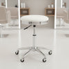 Globalstar Salon Stool Chair TB-3017 – Adjustable White & Black Rolling Stool for Spa, Salon, Multi-Use