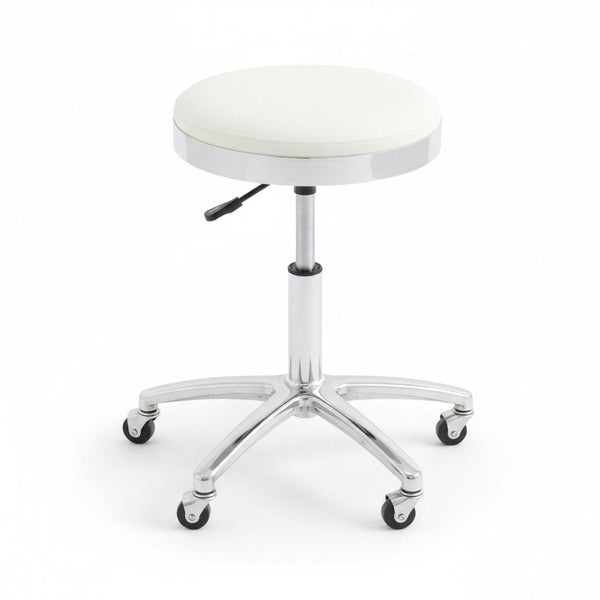 Globalstar Salon Stool Chair TB-3017 – Adjustable White & Black Rolling Stool for Spa, Salon, Multi-Use
