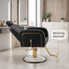Globalstar Makeup Chair Black B641 – Premium Salon Chair with Gold Base, Reclining, 360° Rotation & Height Adjustment