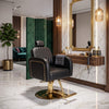 Globalstar Makeup Chair Black B641 – Premium Salon Chair with Gold Base, Reclining, 360° Rotation & Height Adjustment