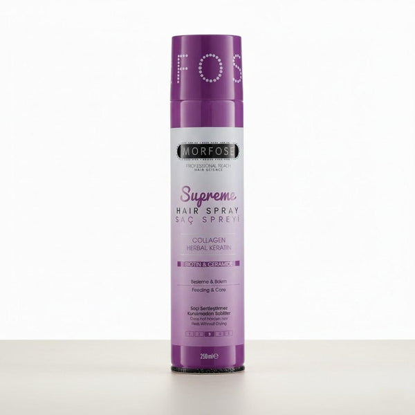 Morfose Hair Spray Supreme 250 ml – Medium Hold Hair Spray with Ceramide & Biotin for Nourished and Shiny Hair