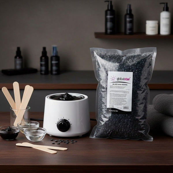 حبيبات شمع إزالة الشعر من جلوبال ستار باللون الأسود 1000 جرام