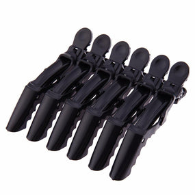 Globalstar Salon Alligator Tip Plastic Hair Clips Black 6pcs - Awarid UAE