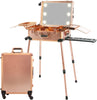 Globalstar Rose Gold Makeup Trolley Case With Adjustable LED Lights, Speaker, Bluetooth Player And Detachable 4 Wheels - Awarid UAE