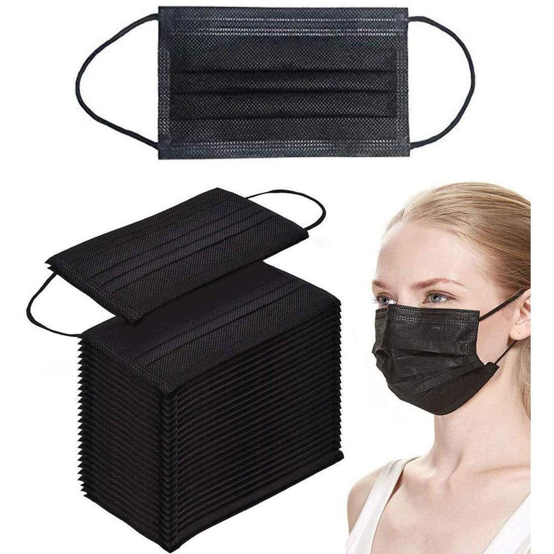 Face mask, Disposable mask, Black mask, 3 layer mask, 3 ply mask