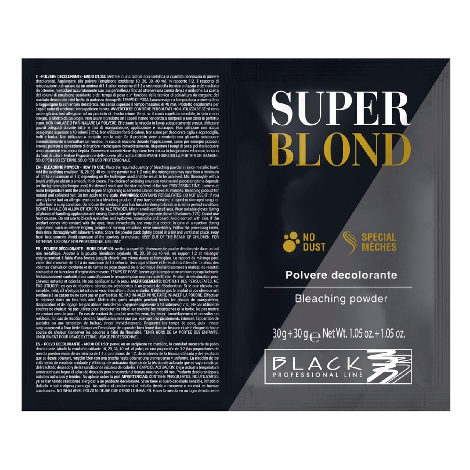 Black Super Blond Bleaching Powder Sachets 30g + 30g