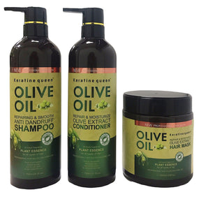 Keratine Queen Olive Oil Repairing & Moisturizing Hair Care Set 1x3 - Awarid UAE