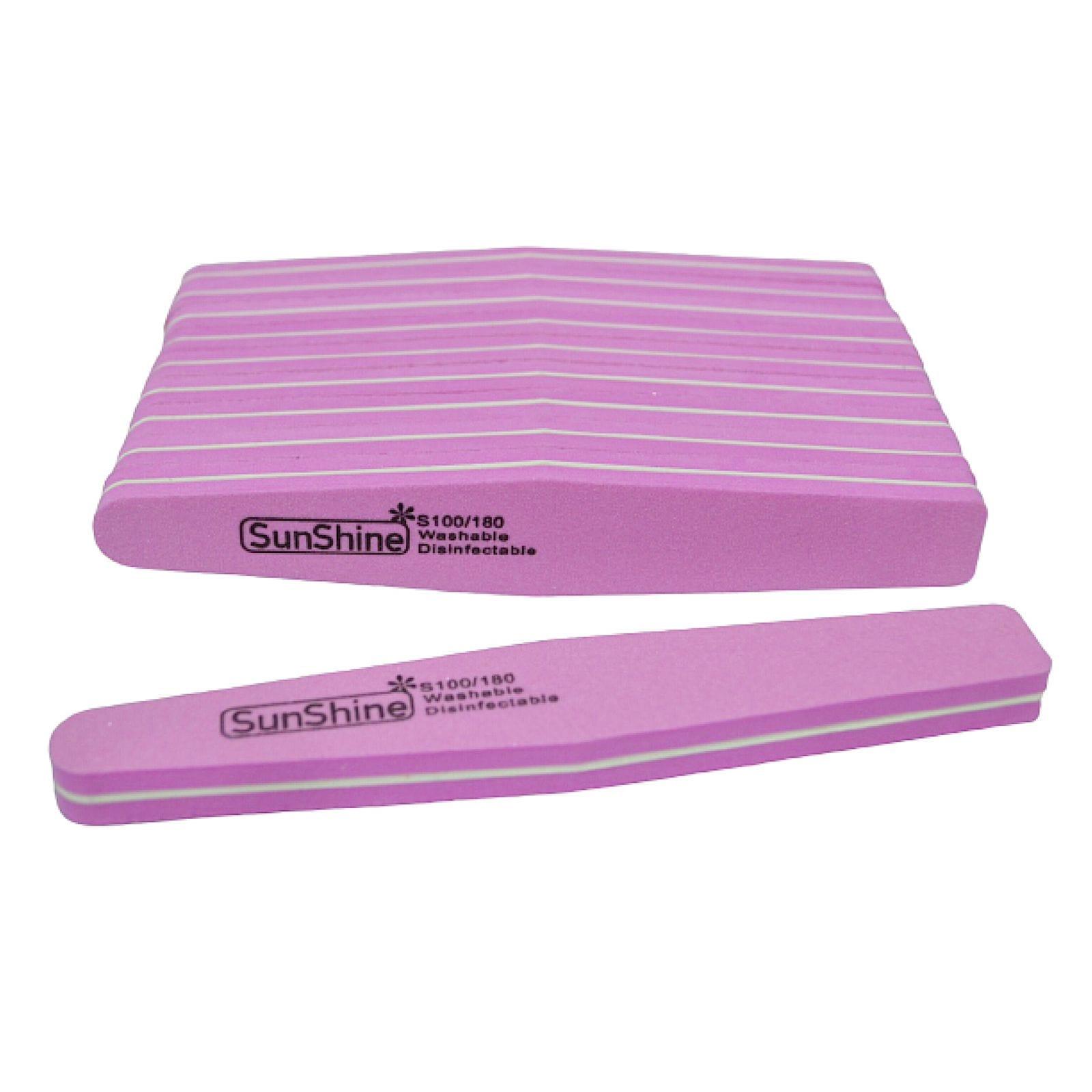 Globalstar Sunshine Washable Double Sided Diamond Nail Buffer 100/180 Grit 10pcs Pink - Awarid UAE