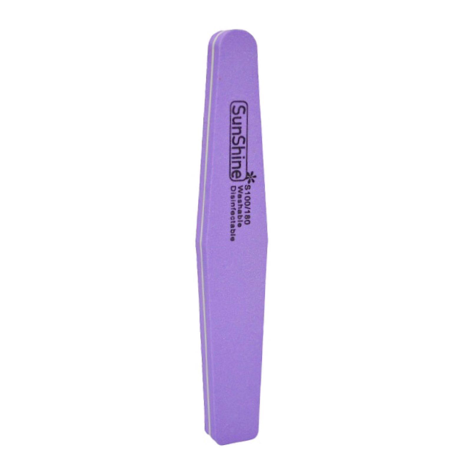 Globalstar Sunshine Washable Double Sided Diamond Nail Buffer 100/180 Grit 1pc Purple - Awarid UAE