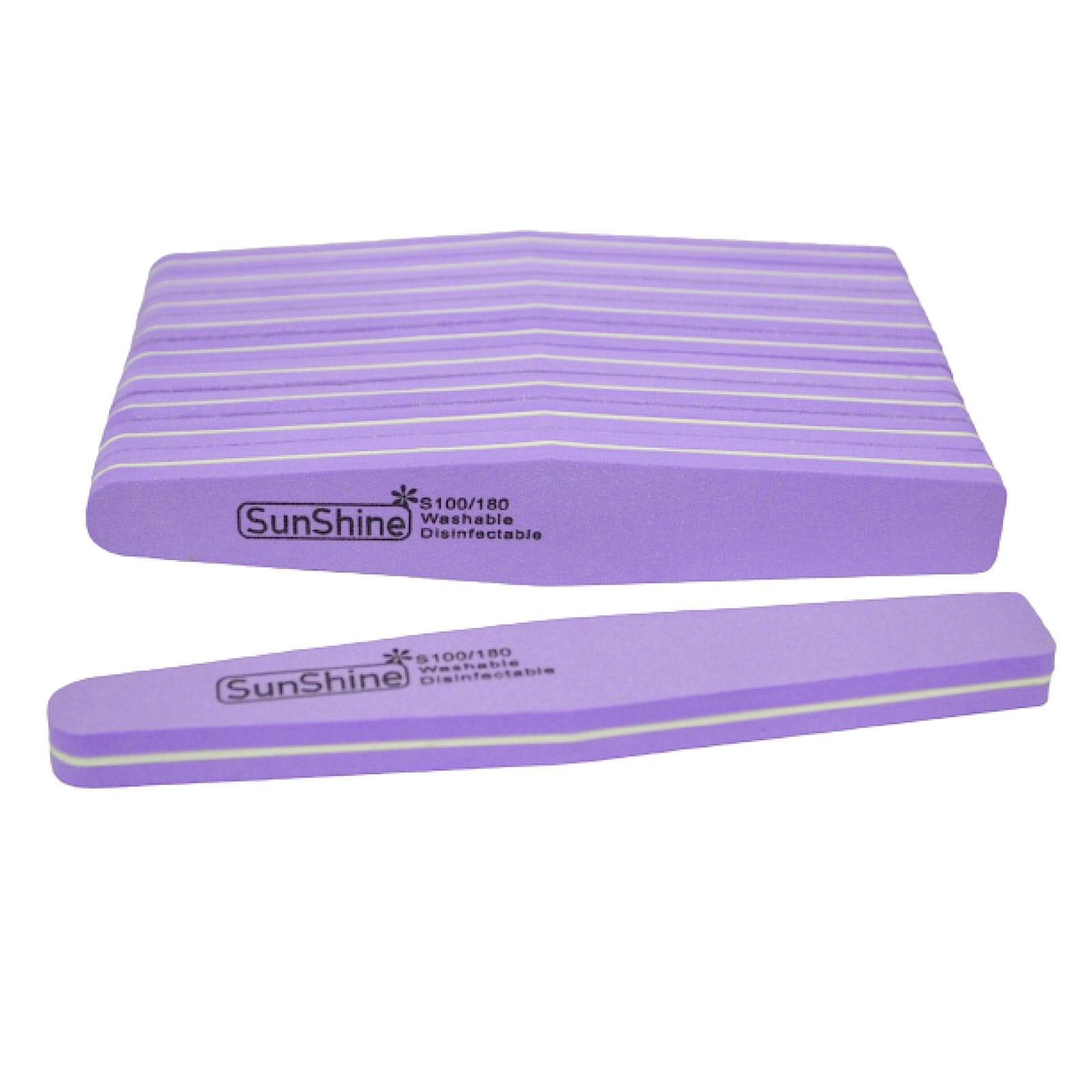 Globalstar Sunshine Washable Double Sided Diamond Nail Buffer 100/180 Grit 10pcs Purple - Awarid UAE