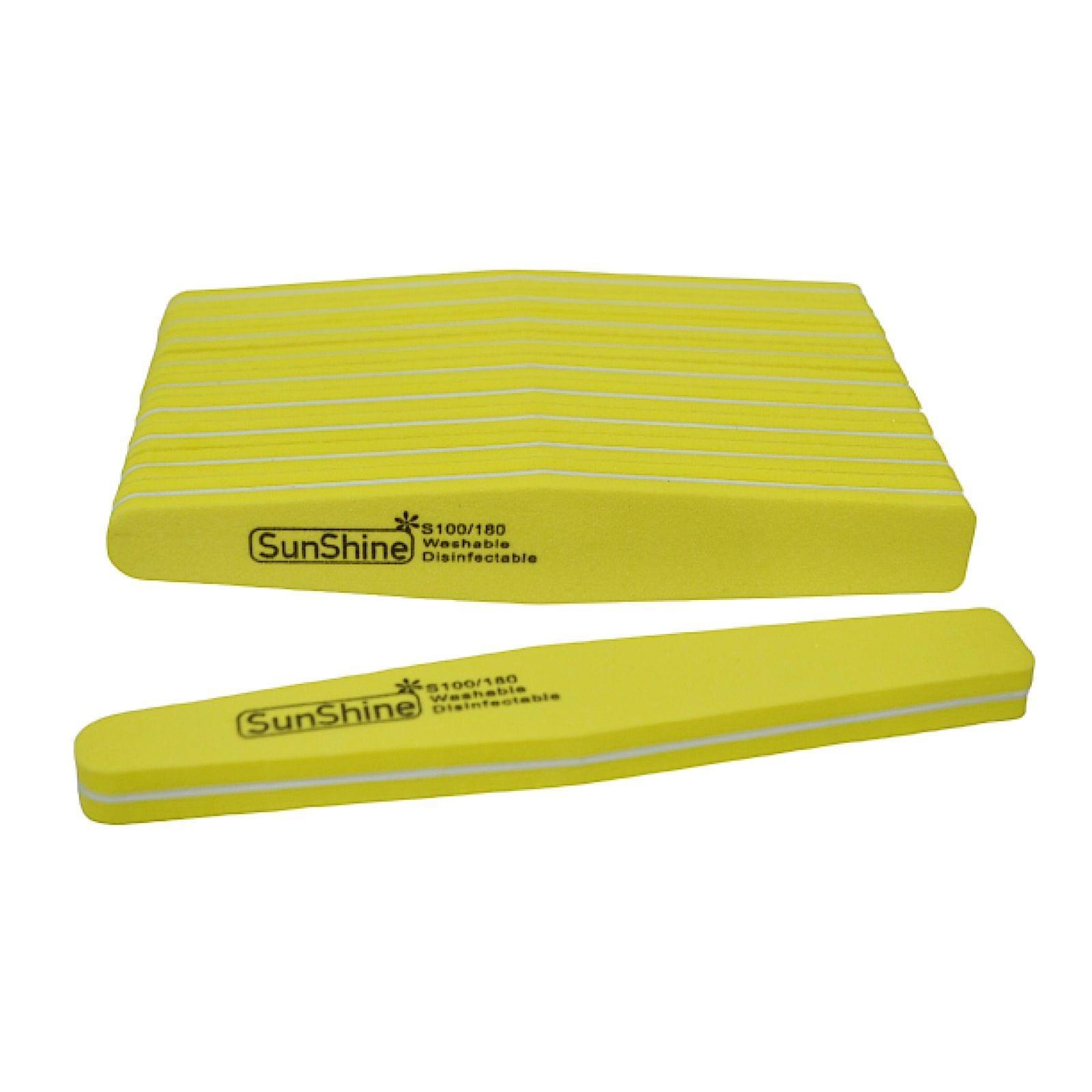 Globalstar Sunshine Washable Double Sided Diamond Nail Buffer 100/180 Grit 10pcs Yellow - Awarid UAE